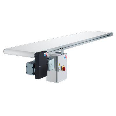 Belt Conveyor GUF-P 2000 with 250 W for medium-weight parts, optional with control